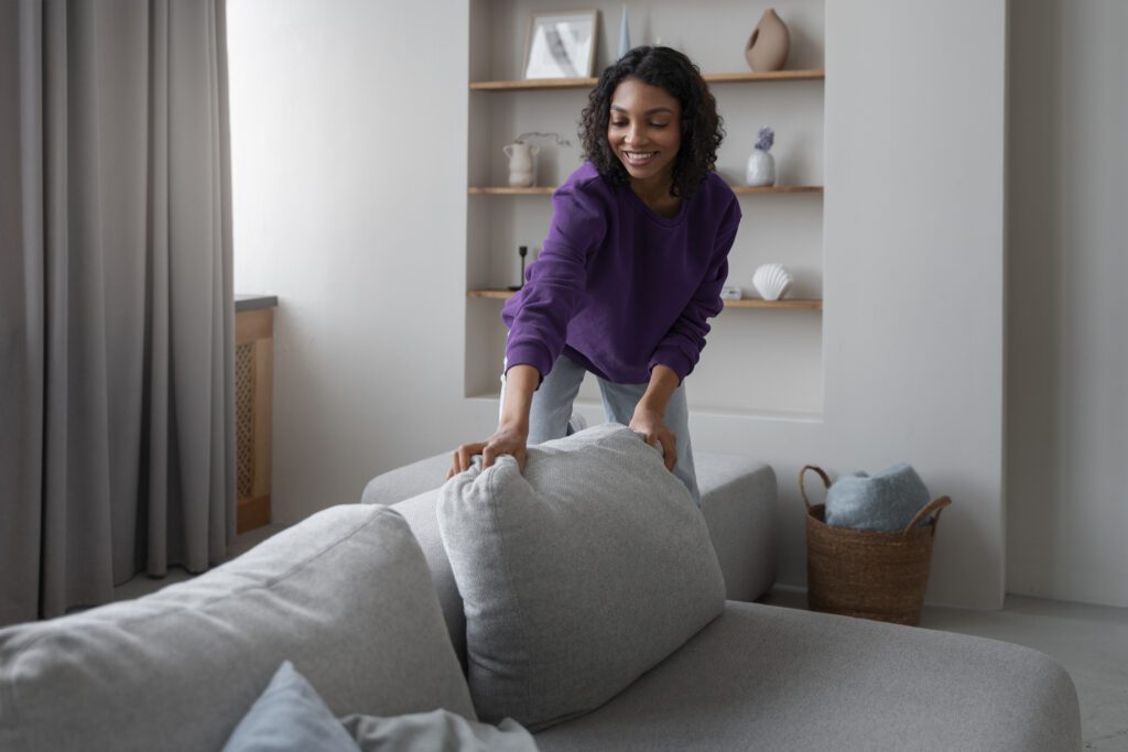 A Woman arranging her home