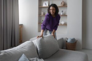 A Woman arranging her home